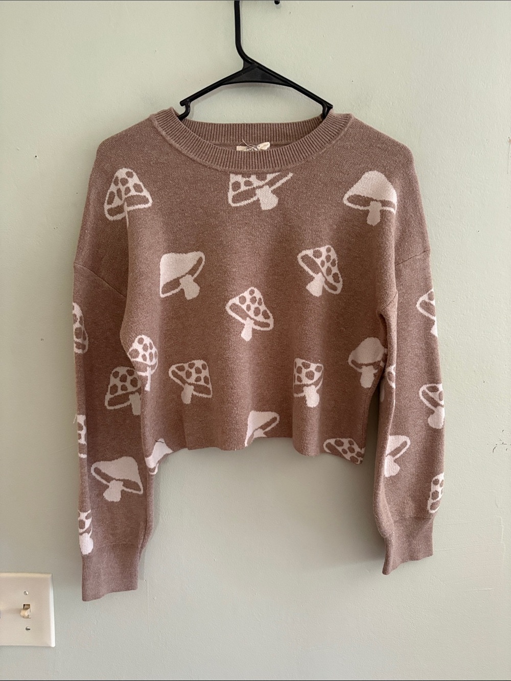 Hippie Rose Pink Taupe Mushroom Crewneck Sweater